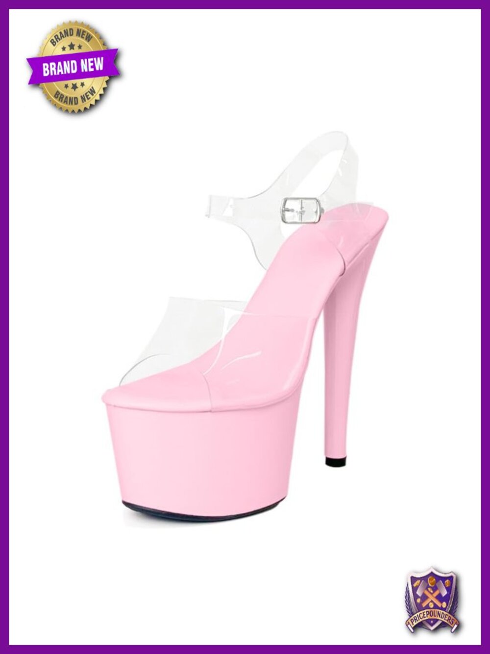 6.5in High Stiletto Platform Party Club Dance Sandals, Open Toe, Faux Leather
